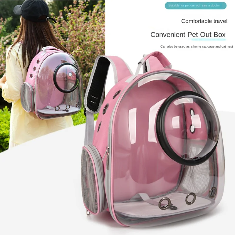 

Space Capsule Pet Backpack-Airline Approved Transparent Carrier for Cats Large Capacity with 360° Ventilation & Dual Handles