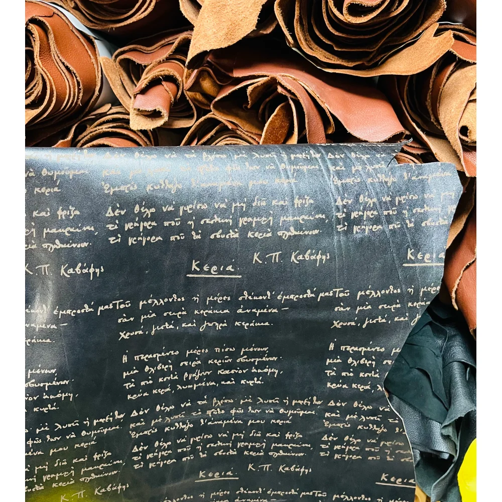Vintage Texture,Fish Oil Vegetable-Tanned Cowhide! Black Laser-Etched Font, Backpack Leather, Approximately 1.4mm Thickness