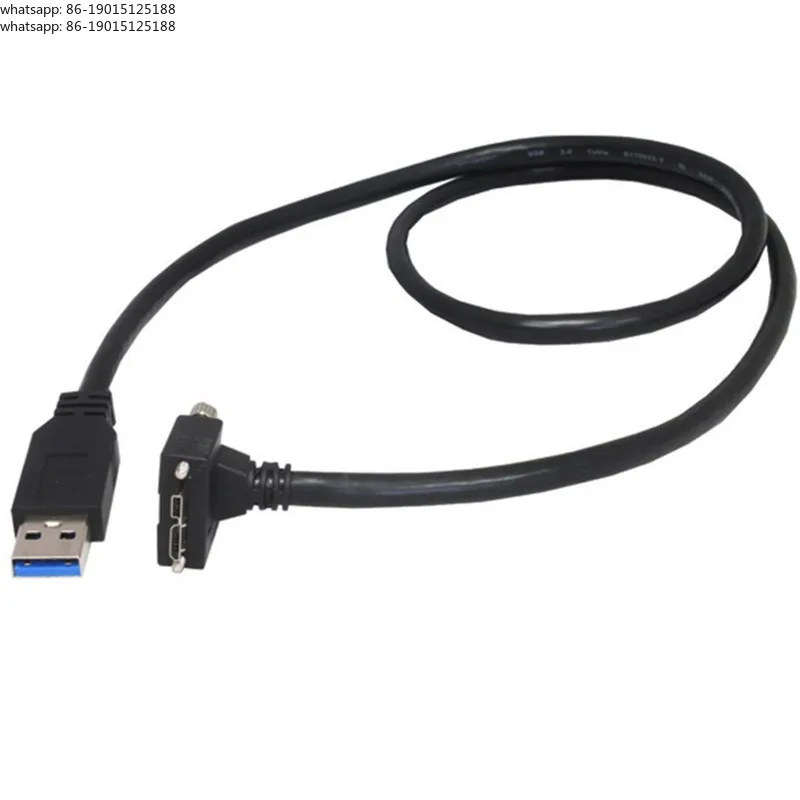 High-flexible USB 3.0 cable A/Micro-B vision machine industrial camera connection data cable upper elbow with screw