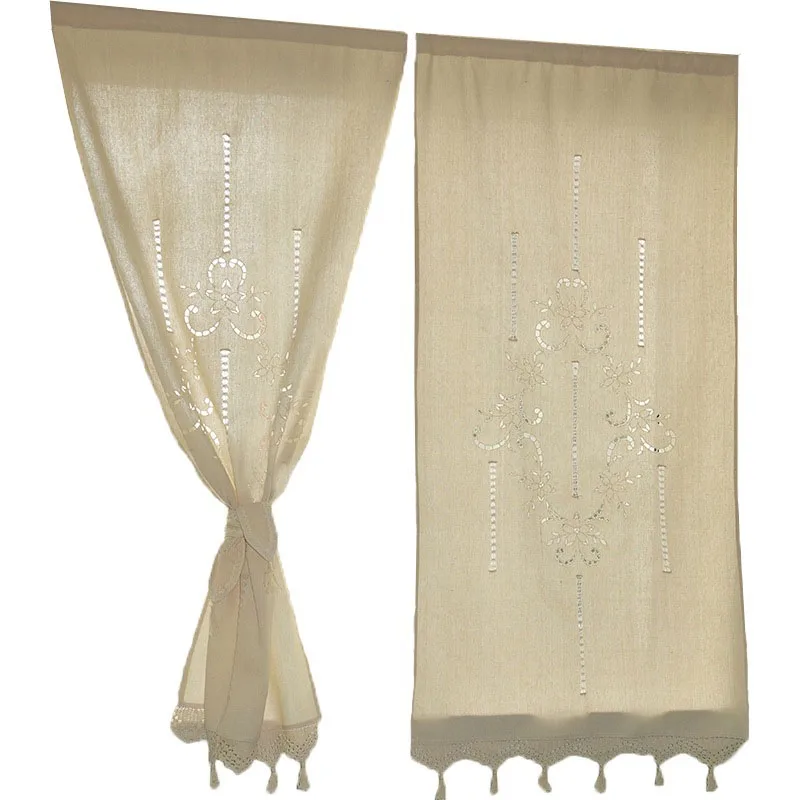 

2 шт., европейские пасторальные хлопковые занавески с изысканной вышивкой, плотные римские шторы для гостиной, спальни