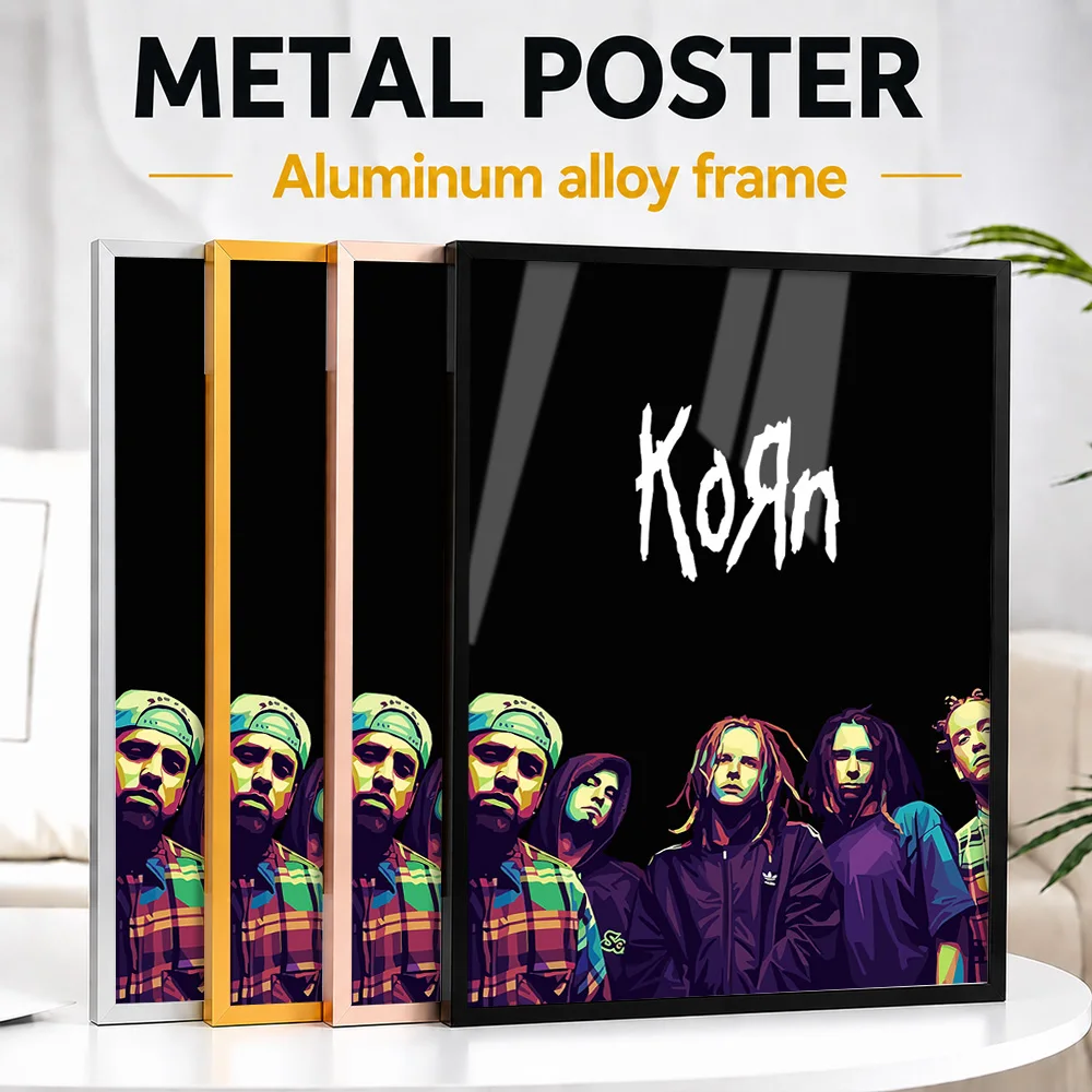 Korn Band Pop Color Framed Metal Print Customized Photo Retro Culture Style Wall Art For Living Room Thoughtful Music Fan Gift