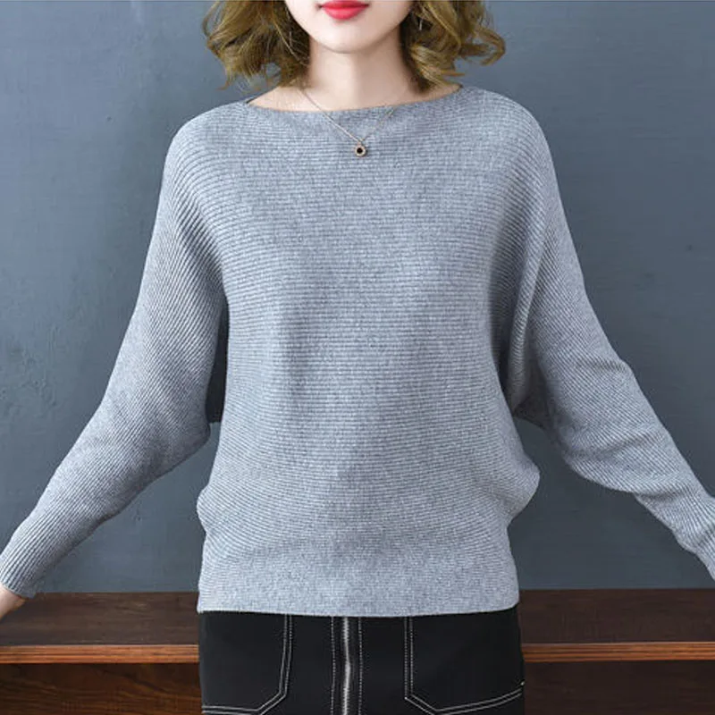 

Knitted Sweater Women Pullovers Fashion Knitwears Long Sleeve Slash Neck Knit Sweater Pullover Women Tops Women Clothing Q3367