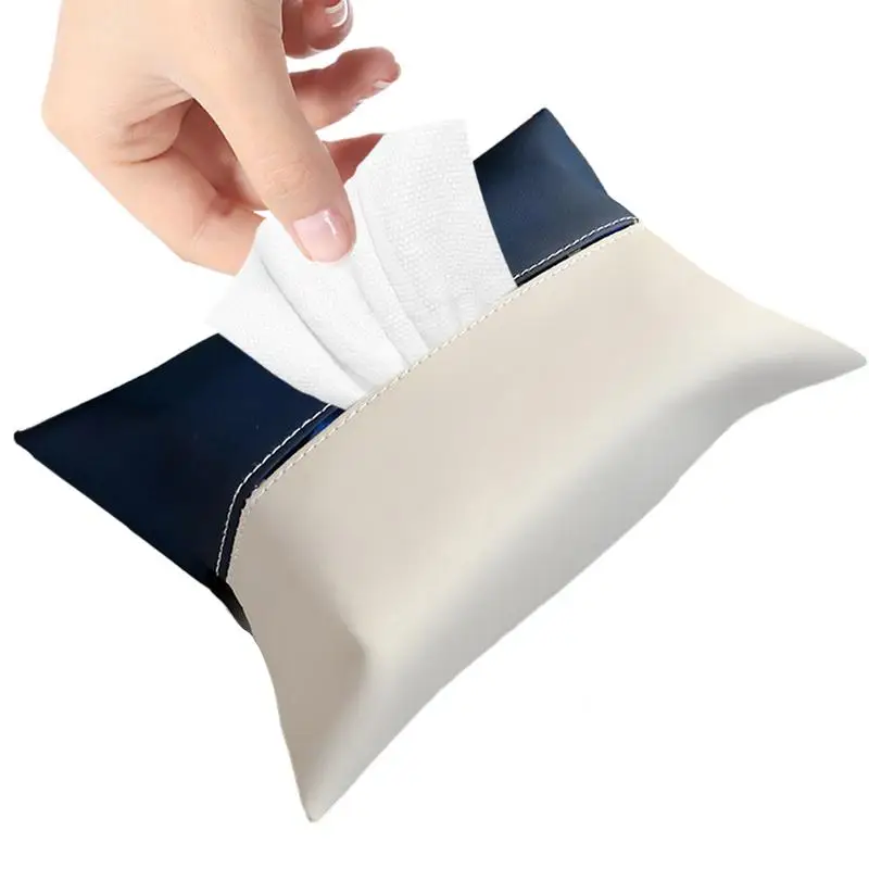 Car Tissue Box Fixable Armrest Multifunctional Seat Back Paper Storage Bag High Grade Leather Car Tissue Box With High Capacity