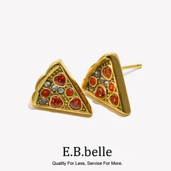 E.B.belle Summer Sweet Color Series Sandwich Pizza Ice Cream Earrings 18K Gold Plated Jewelry 316L Stainless Steel Accessories
