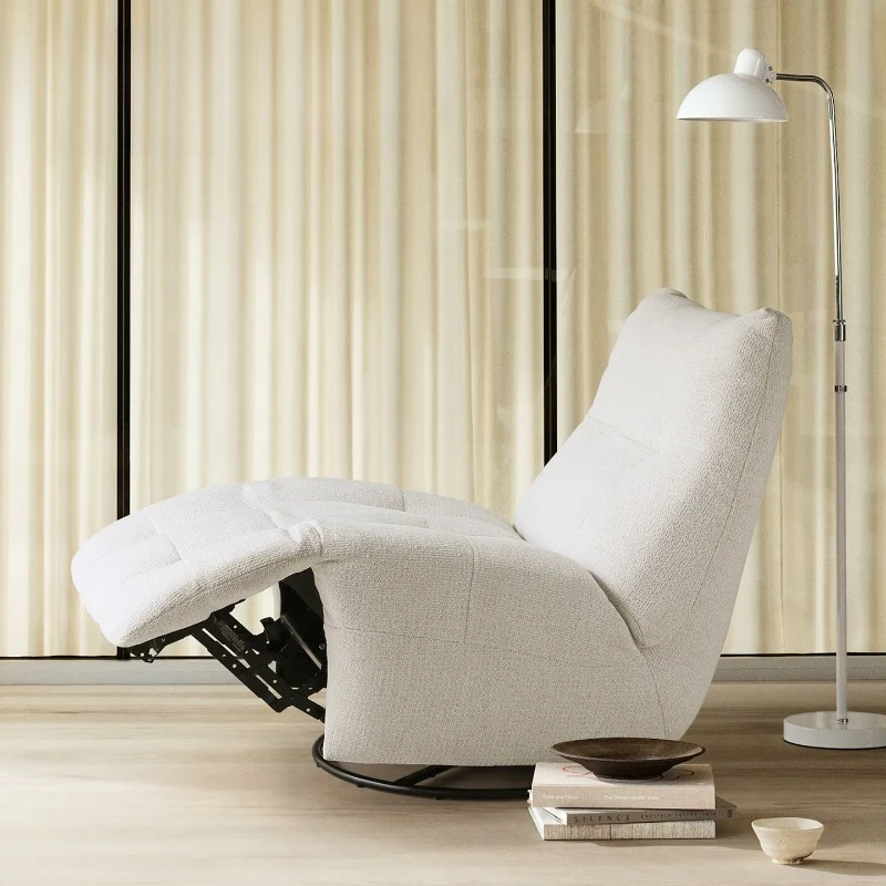 

High backrest fabric electric single sofa recliner multi-color, moon white
