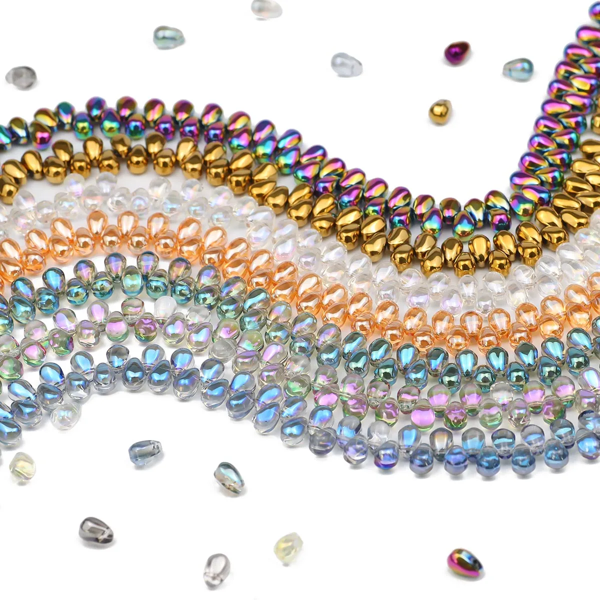 1 Strand About 90Pcs 6mm Crystal Glass Water Drop Shape AB Color Beads For DIY Bracelets Necklaces Jewelry Making Craft Supplies