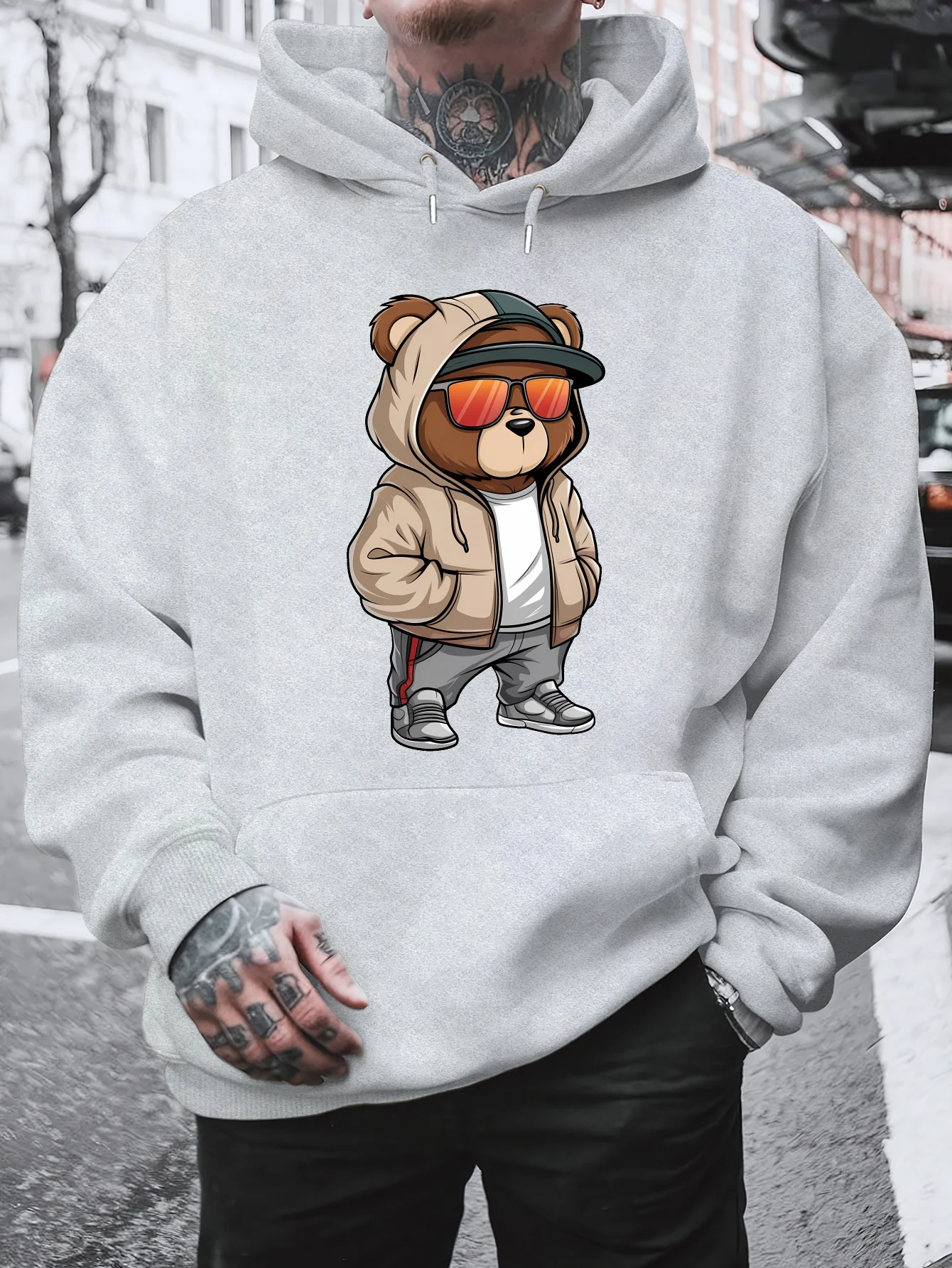 Herren-Hoodie mit Boston EST 1997 Schriftzug, Vintage College-Stil, locker geschnittener, übergroßer, lässiger Streetwear-Pullover – Detail 6