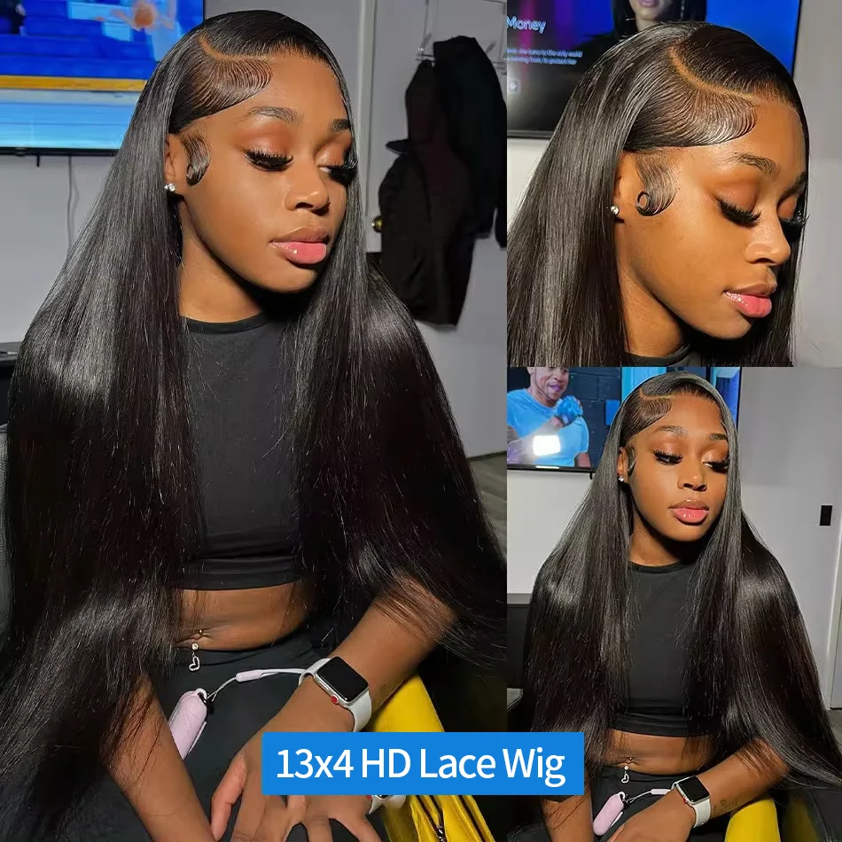 High Density Bone Straight Human Hair Hd Lace Frontal Wigs 30 Inch 13x6 100% Brazilian Choice For Women Cheap On Sale Clearance