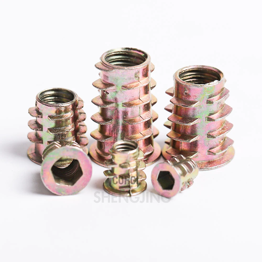 Zinc Alloy Hex Socket Threaded Insert Nuts Assortment Kit up to 265 Pieces M4 M5 M6 M8 M10 Metric Wood Furniture Inserts Nut