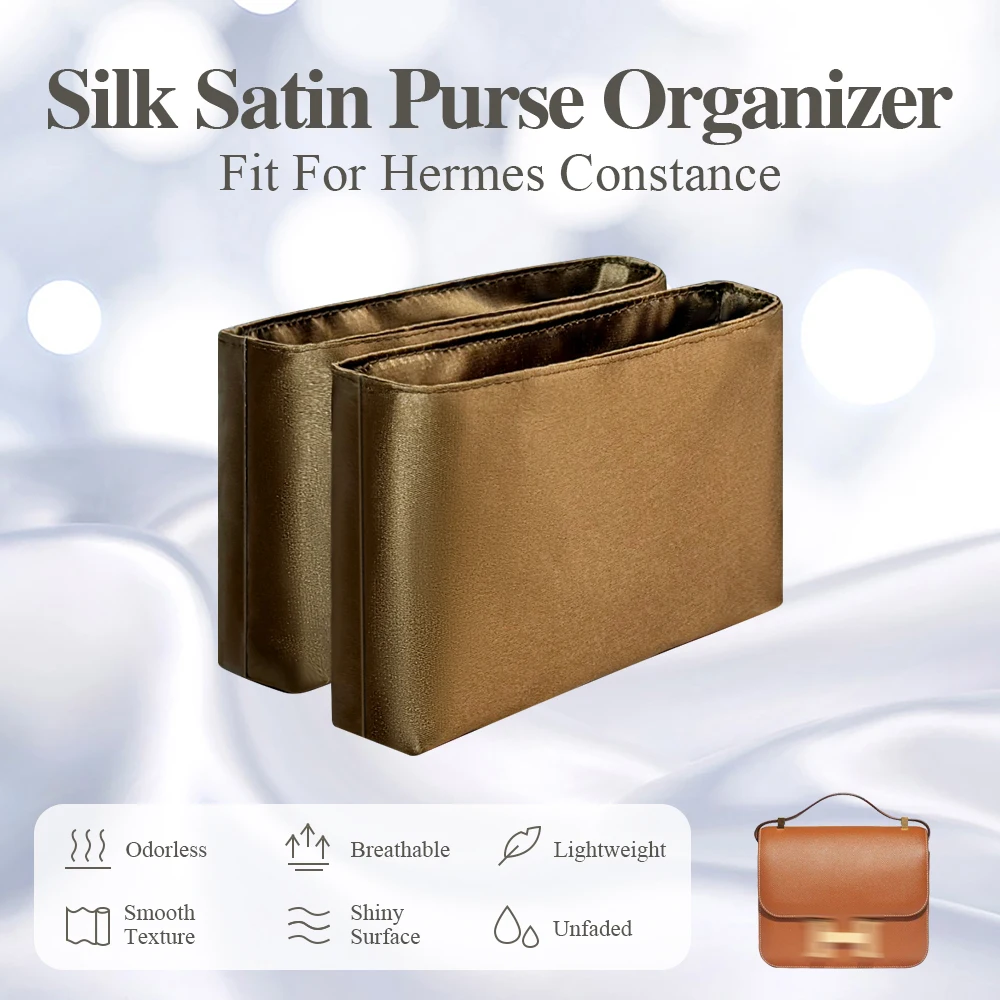 

Silk Satin Purse Organizer Insert Fit for Hermes Constance 18/23 Bag Double Inside Storage Bag Multiple Pockets Storage Insert