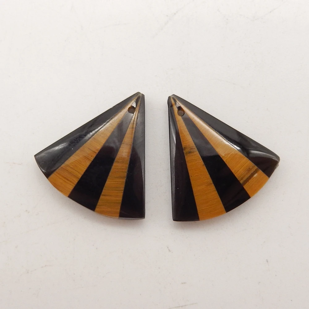 Natural Tiger-Eye and Obsidian Intarsia Earring Beads For Womens,Handmade Gift  DIY Semiprecious Stone Jewelry Accessories