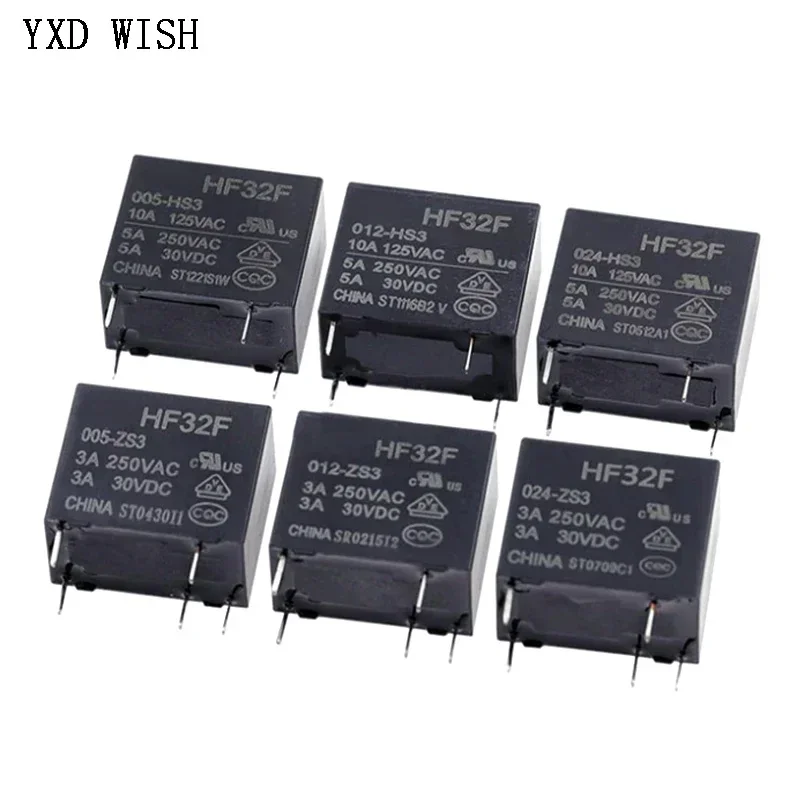 

10 шт. силовые реле HF32F JZC-32F-005 012 024-HS3 5A 250VAC 4-контактное реле HF32F-005-HS3 HF32F-012-HS3 HF32F-024-HS3 HF32F-005-HS3