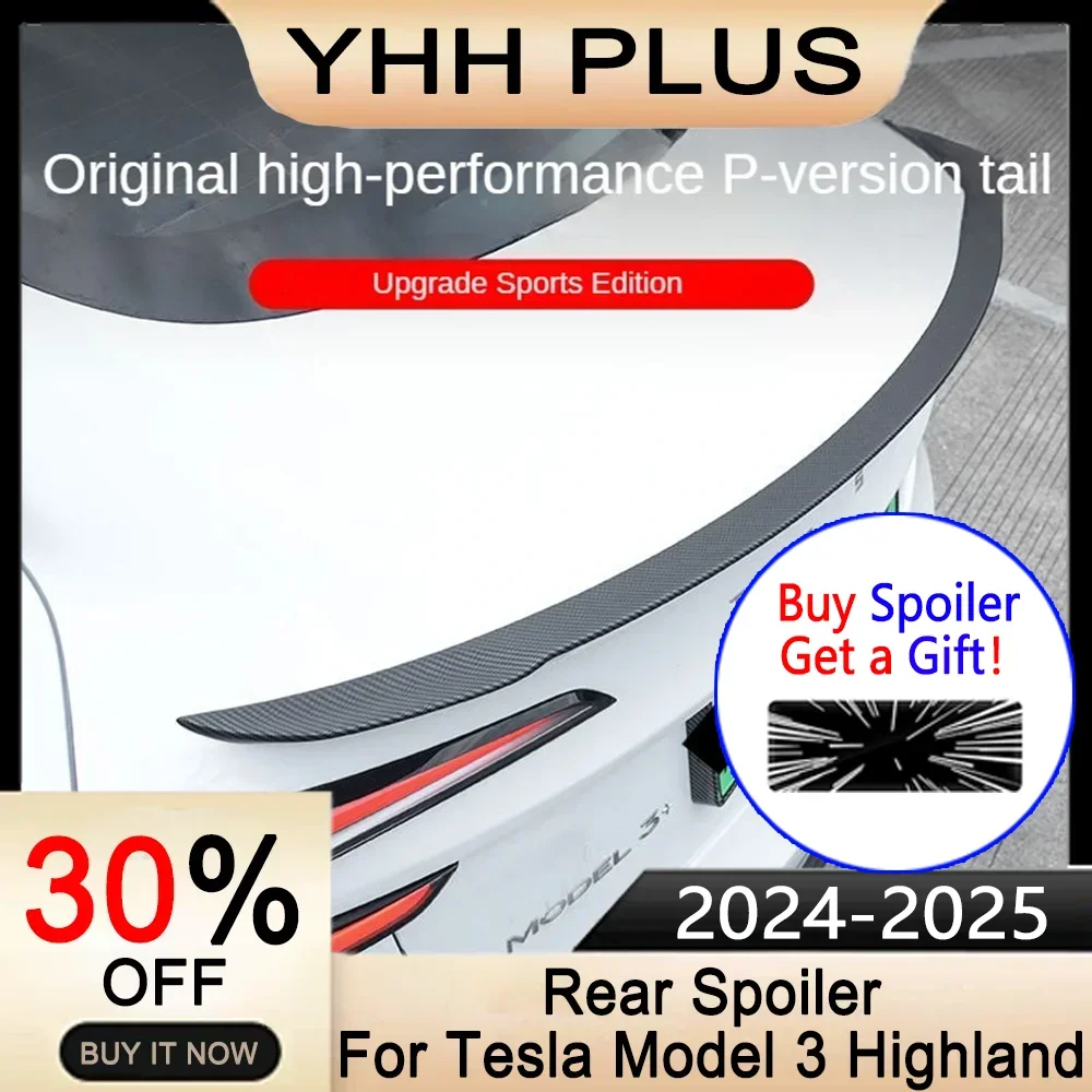 

Spoiler for Tesla Model 3 Highland 2025 Accessories ABS Tail Wing New Design Lower Wind Resistance Ludicrous Auto Exterior Parts