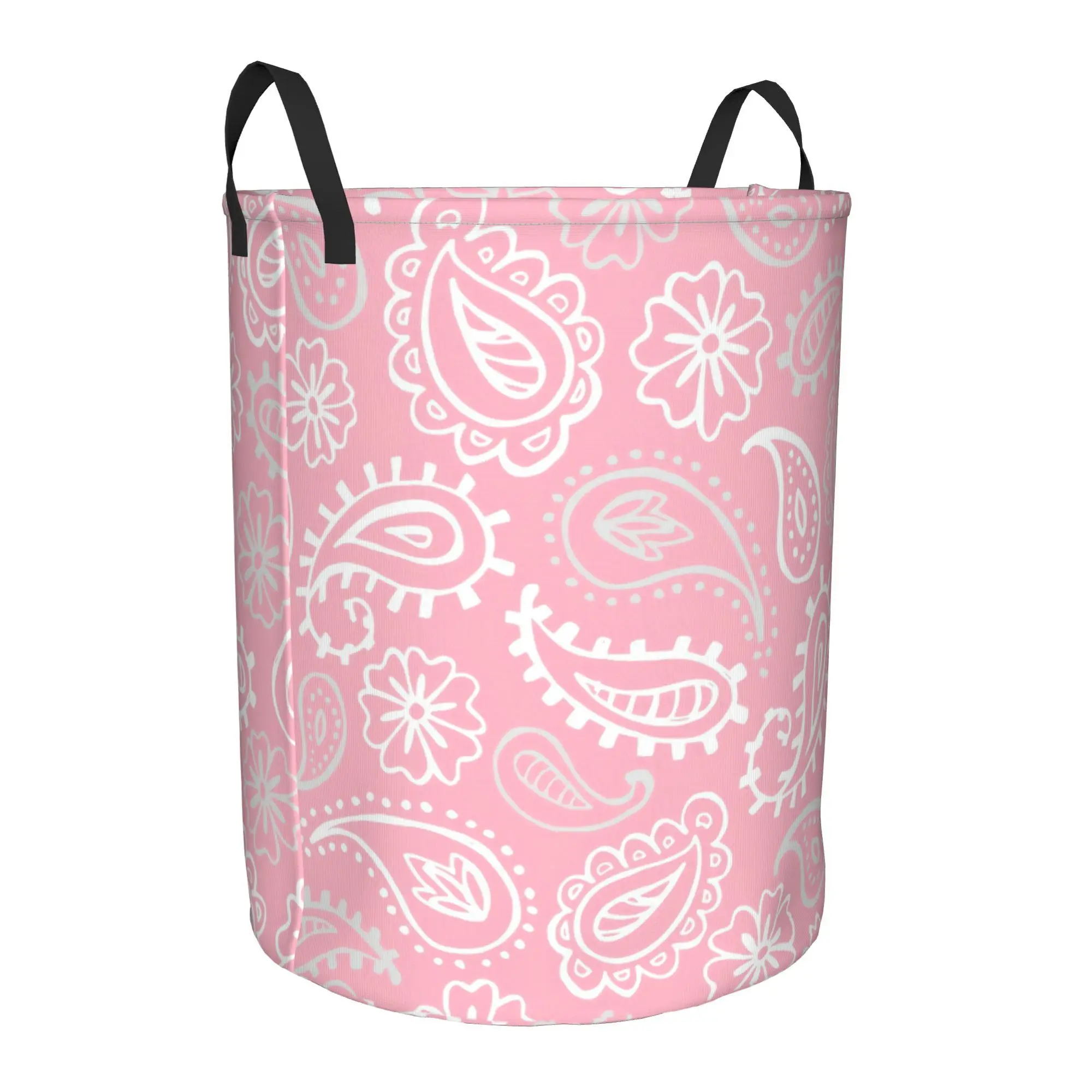 2D Flat Printing PINK BANDANA PRINT Decorative Laundry Basket Suitable for Bedrooms Closets Or Laundry Rooms
