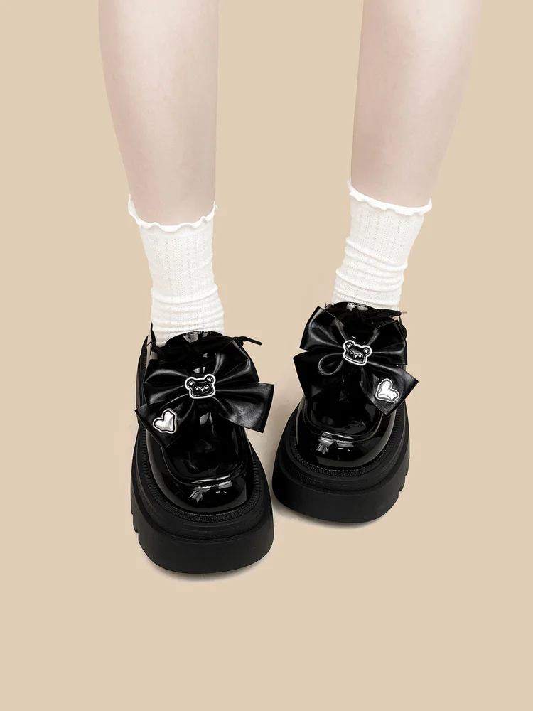 

Casual Shiny Black Thick Sole Height Increasing Small Leather Shoes Sweet Beauty Mary Jane Lolita Women's Shoes