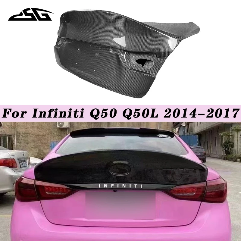 

For Infiniti Q50 Q50L Carbon Fiber Rear Trunk Lid Car Gate Duckdill Tailgate Cover Boot Lip Spoiler Splitter Body Kit