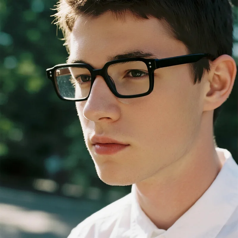 Retro Artistic Women's Optical Glasses Classic Rivet Design Acetate Rectangular Frame Fashionable Men's Decorative Glasses