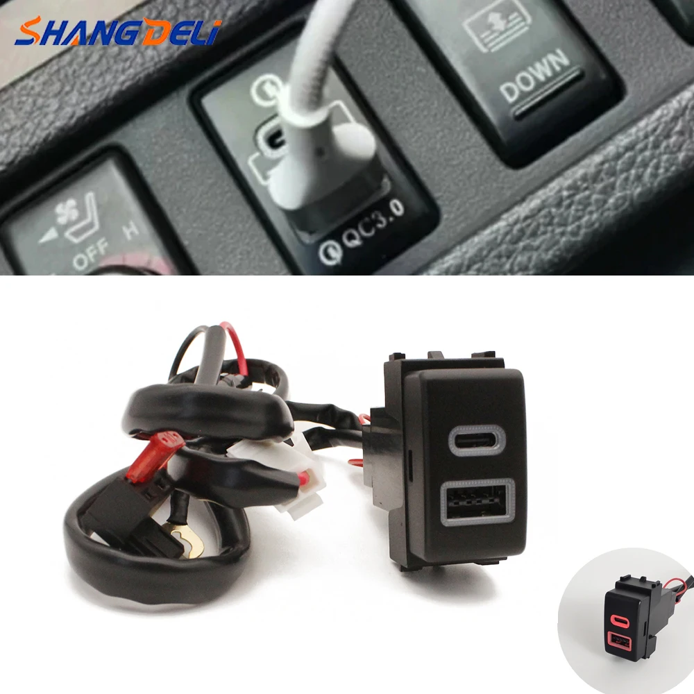 

Compatible For Nissan SYLPHY TEANA PATROL Y62 Car Quick Charger Socket Dual Port USB PD Charging Outlet Socket Adapter