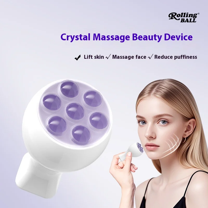 

New Pink Crystal Ball Massage Tool Jade Facial Roller Manual Lifting Skin Care Device Beauty Health Relaxation Equipment