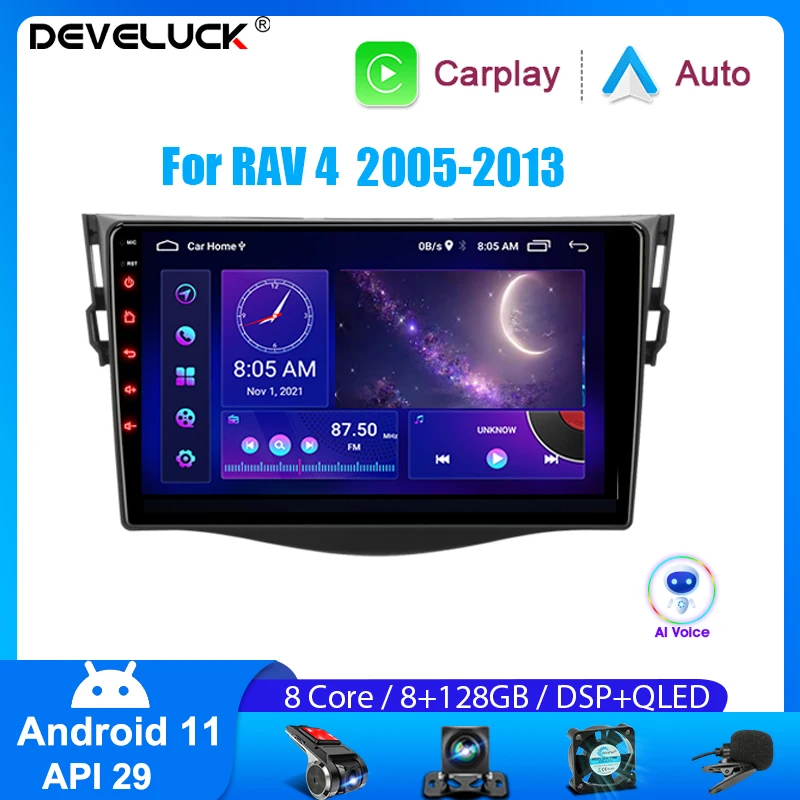 Android 11 Car Radio for Toyota RAV 4 2005-2013 Multimedia Video Player 2 Din Carplay Auto Navigation Stereo DVD GPS Head Unit