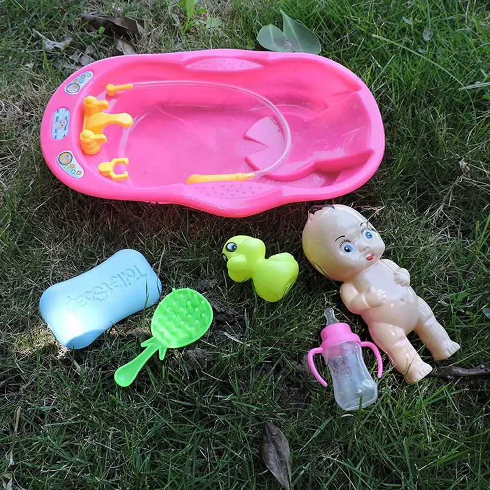 Bad Puppe Kleine Gelbe Ente Set Badewanne Spielzeug Kinder Bad Strand Schwimmen Wasser Spritzen Realistische Kombination Bade Spielzeug