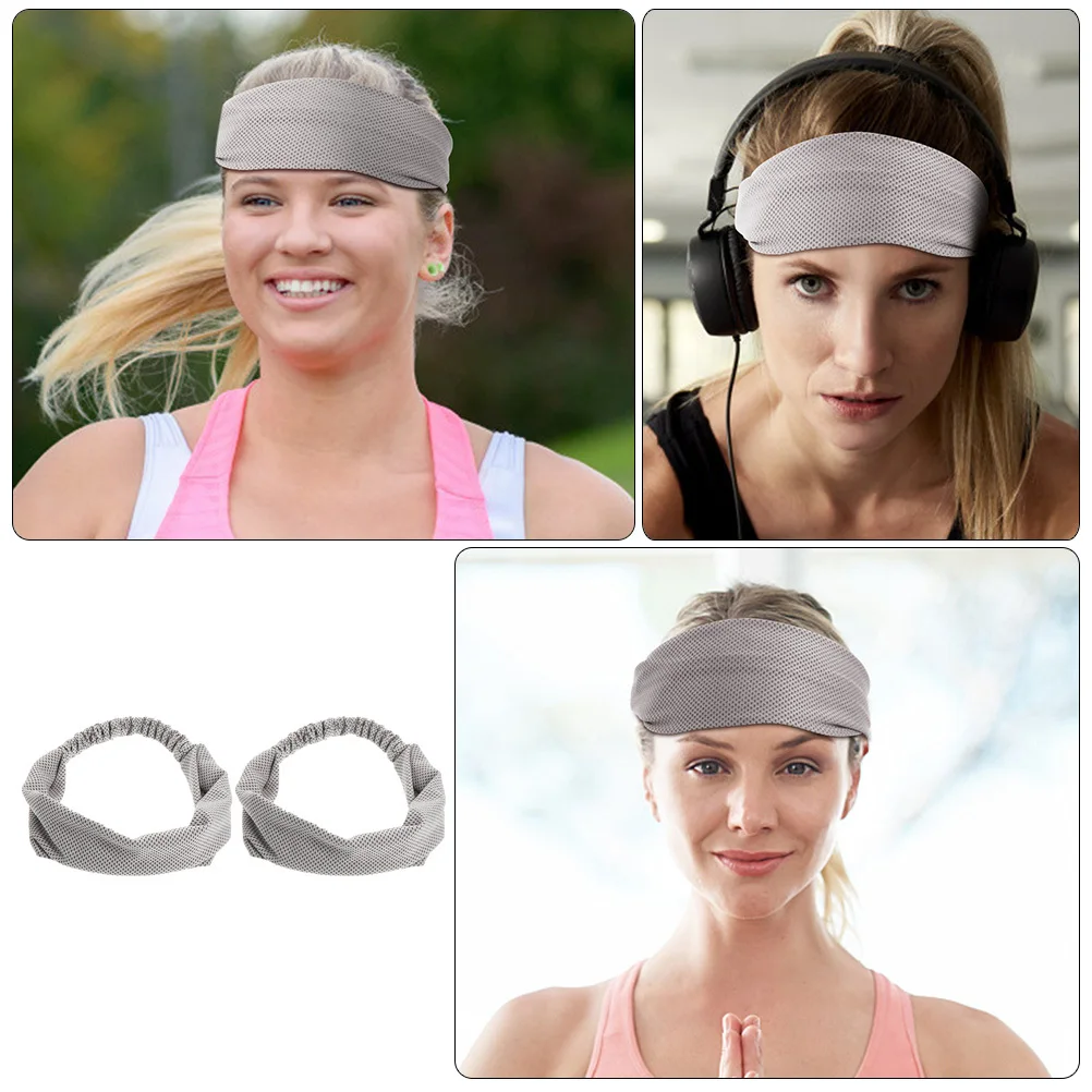 

2Pcs Cooling Ice Silk Headbands Sweat Absorbent Workout Bands for Men Women Sports Fitness Workout Headbands Running Sweatband