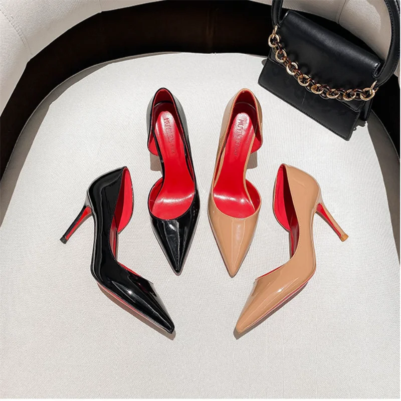 

New Luxury Women High Heels Shoes 6-10cm Black Hollow Out Low Cut Shoe Sexy Lady Stiletto Fashionable Elegant Office Single Shoe