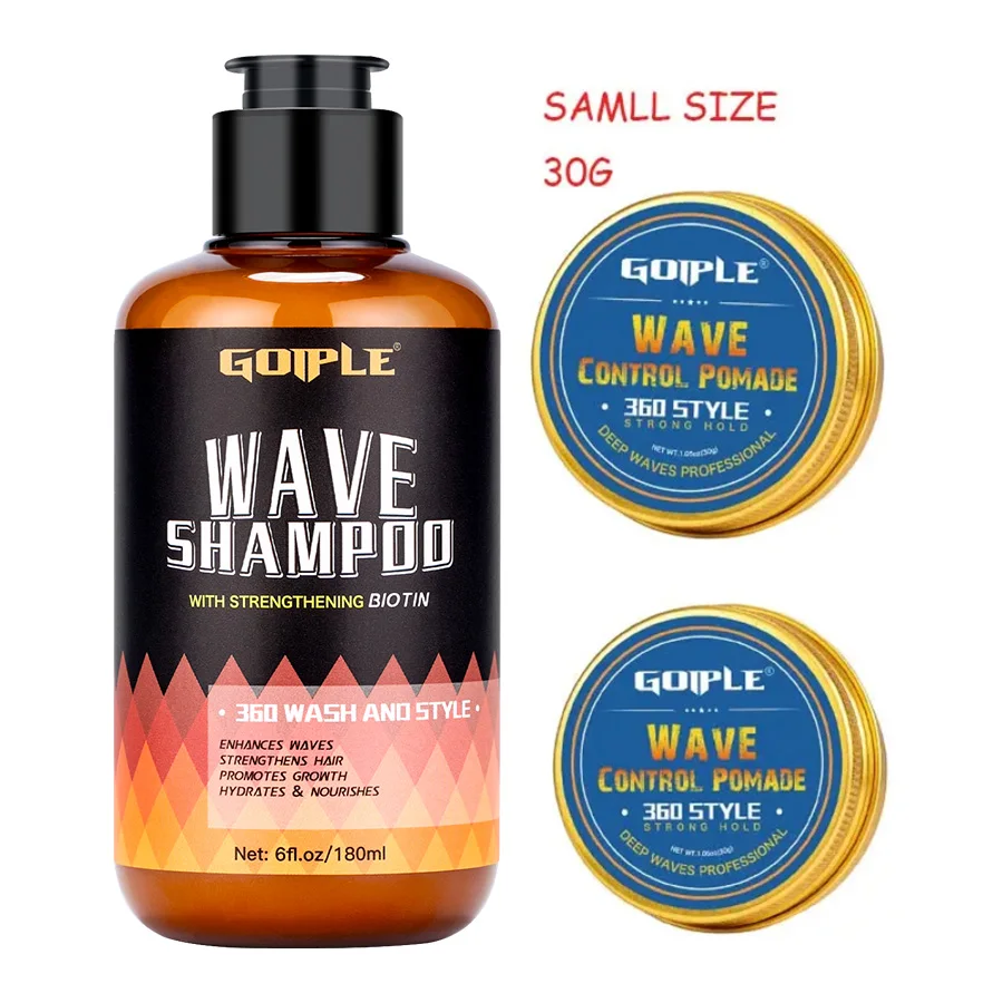 

Wave Shampoo with Butter Kit Men Layered Styling Hair Pomade for Husband and Boyfriend Deep Clean Wave Hair Styling Care Product