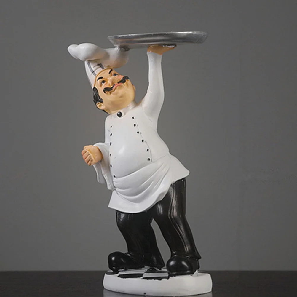 

Restaurant Tray Decoration Resin Cook Figure Ornament For Bakery Hotel Table Decor Modern Art Statue Home Garden Gift