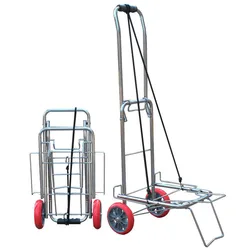 Portable Folding Shopping Cart Hand-Pulled Vegetable Buying Car Two-Wheel Carbon Steel Hand-Push Truck Luggage Cart