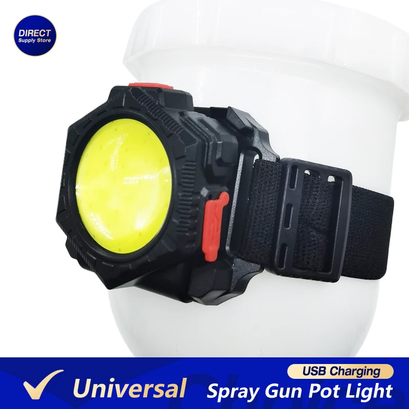 Portable Paint Spray Gun Light With Universal Tape Practical Working Light USB Charging Multifunctional Paint Pot Lamp Headlight