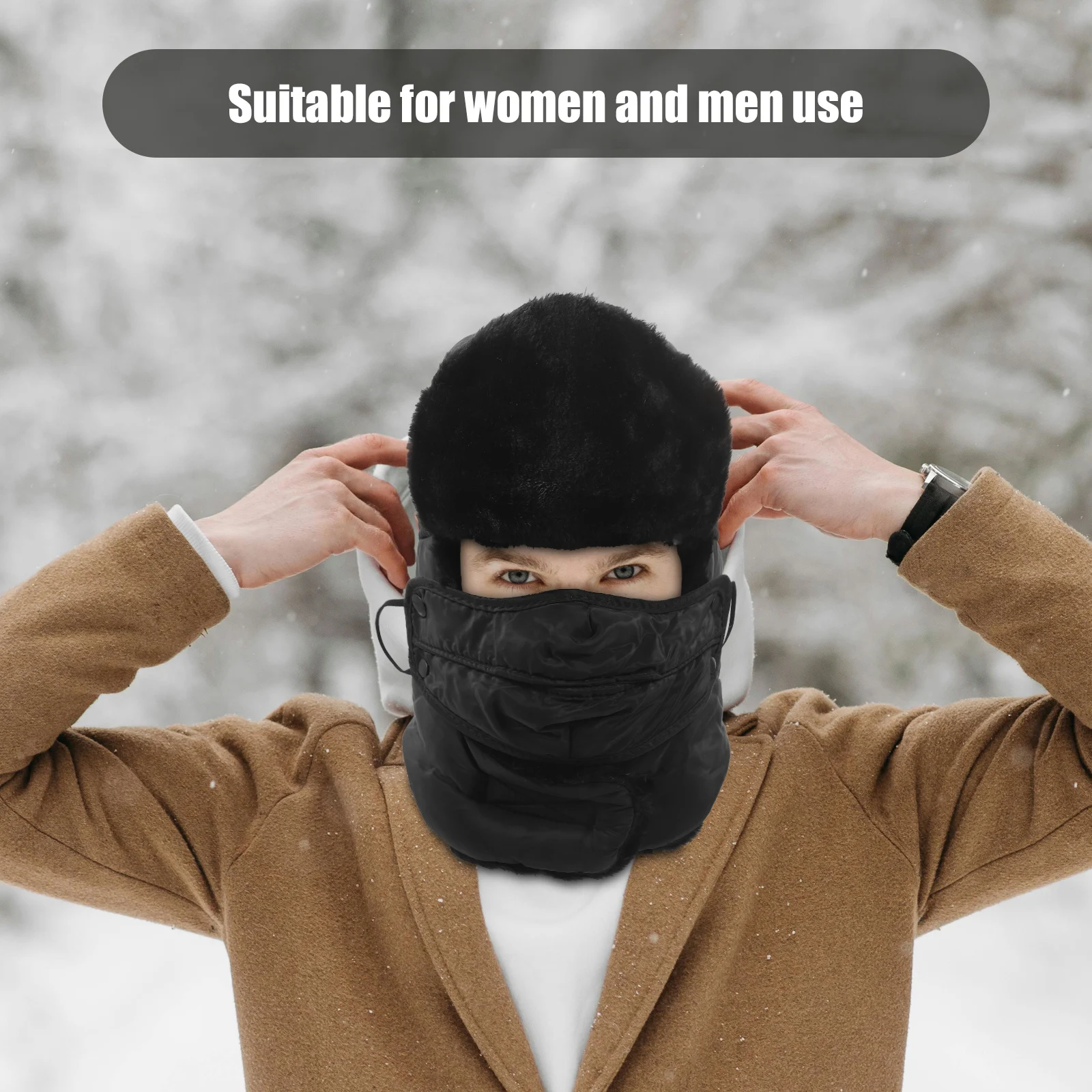 

Thickened Windproof Winter Warm Cap Insulated Outdoor Skiing Snowboarding Hiking Camping Gear For Men Women Black Neck Warmer