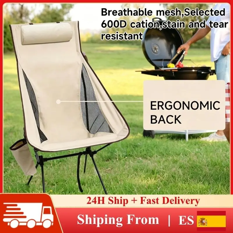 Silla Plegable para Camping, Tela Catiónica 600D y Marco de Aluminio, Carga de 330 Libras, Silla Portátil de Playa para Picnic, Senderismo, 105x45x43cm