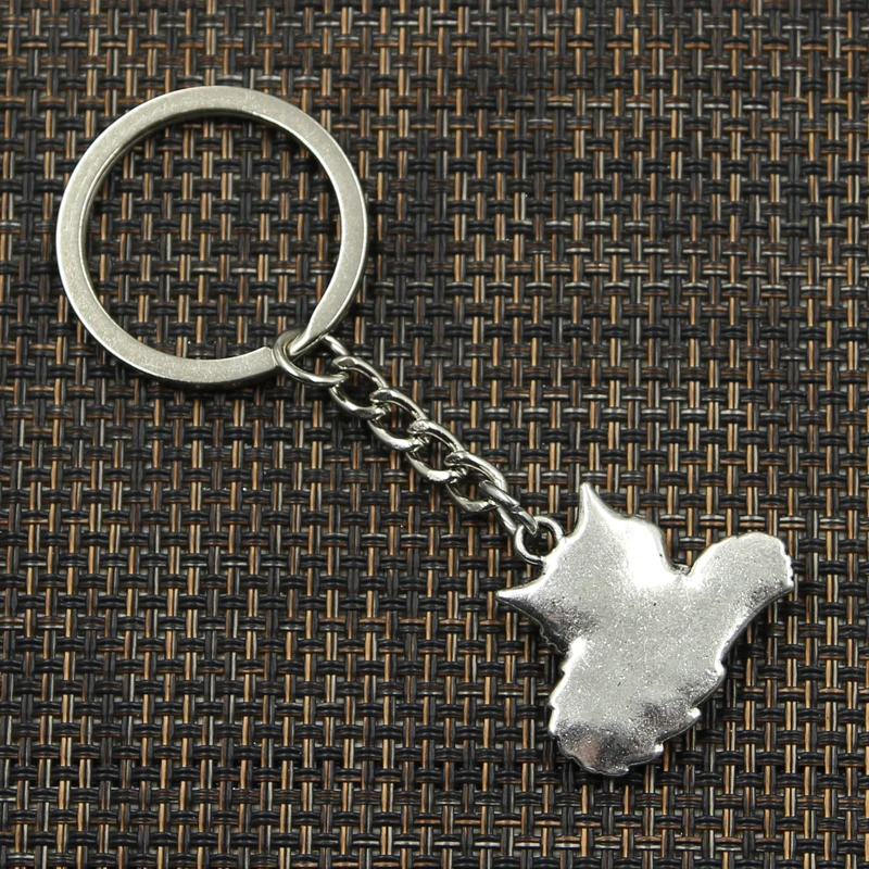 Fashion 30mm Key Ring Metal Key Chain Keychain Jewelry Antique Silver Color Plated Wolf Tail Fox 24x28mm Pendant