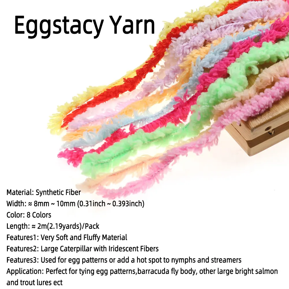 2m/Pack Eggstacy Yarn Fly Tying Material Synthetic Fiber Egg Yarn For Egg Fly Nymphs Streamers Salmon Trout Fishing Lure