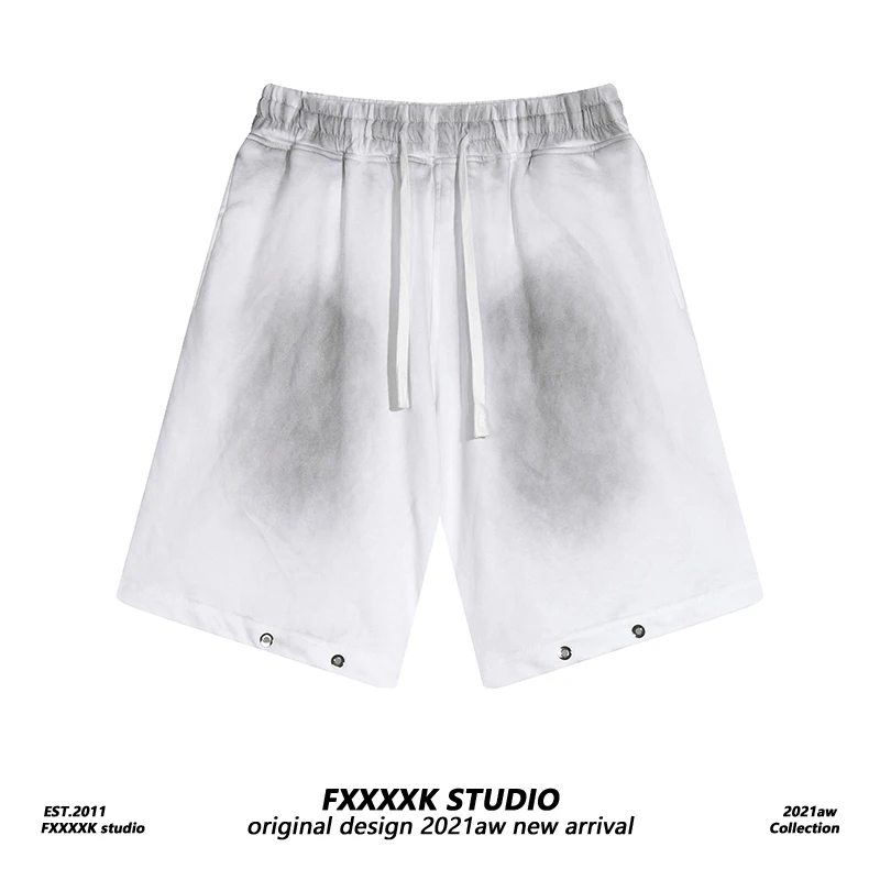 

Мужские свободные повседневные широкие брюки-шорты FXK Original Trendy Brand Design, окрашенные, в стиле хип-хоп, для уличной моды, пятипятыерные шорты