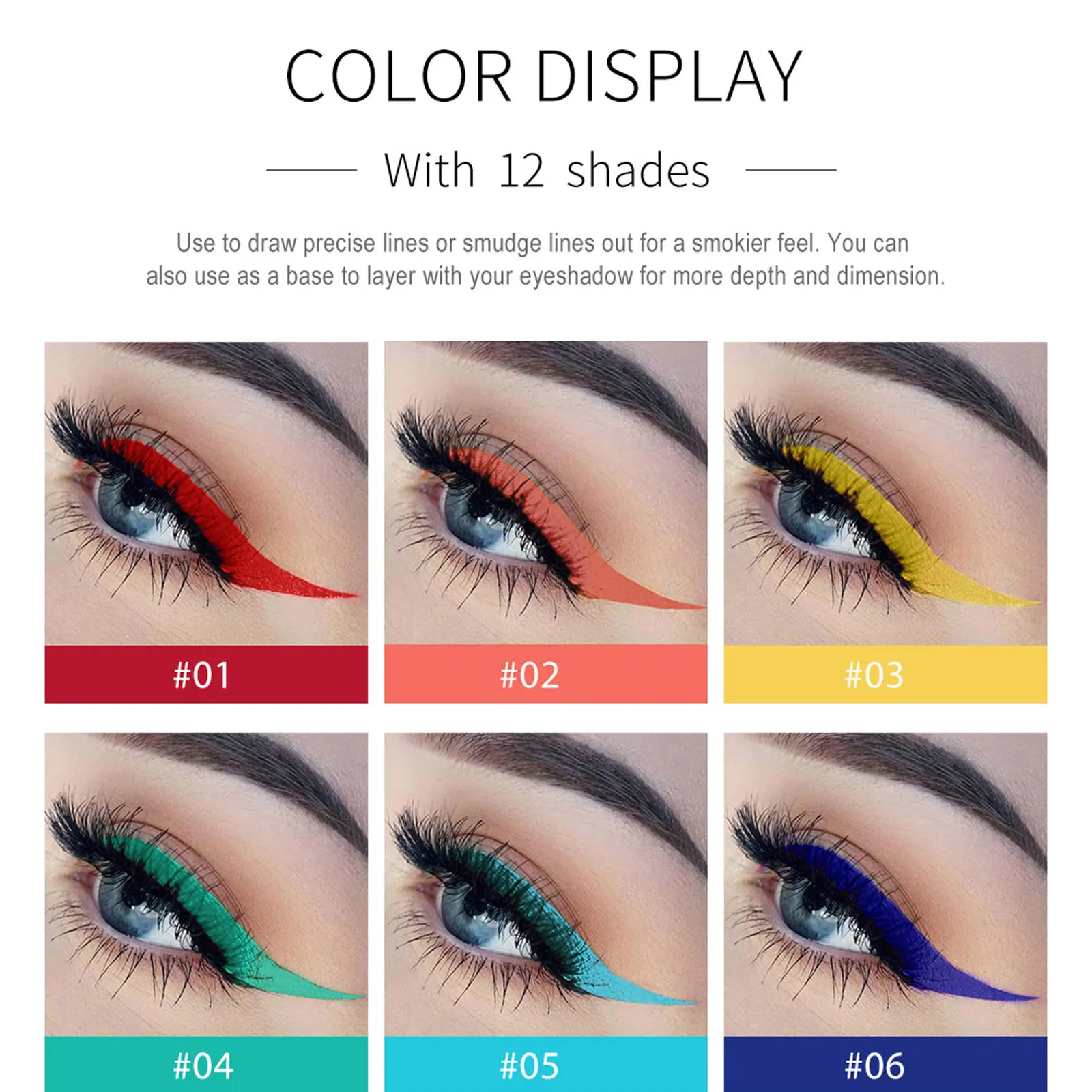 Waterproof Rainbow Matte Colorful Liquid Eye Liner Pencil White Pink Color Eyeliner Pen Makeup Make Up Long-Lasting Cosmetics