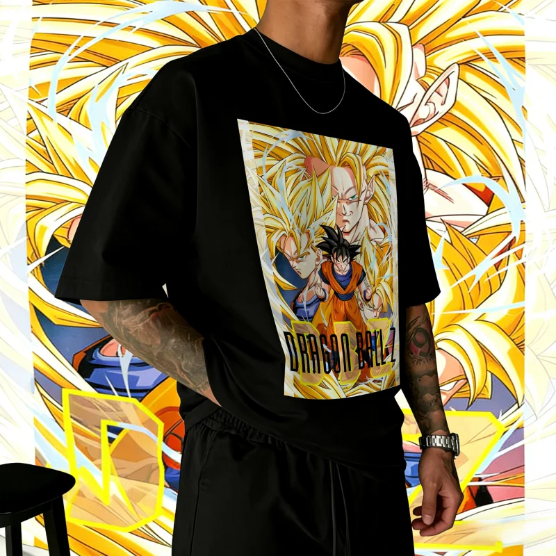 2026 Neues Sommer-T-Shirt zum 40. Jubiläum von Dragon Ball mit Wukong-Aufdruck, 100% Baumwolle, Anime-Print, Übergröße, Lässige Streetwear, Unisex, Y2k