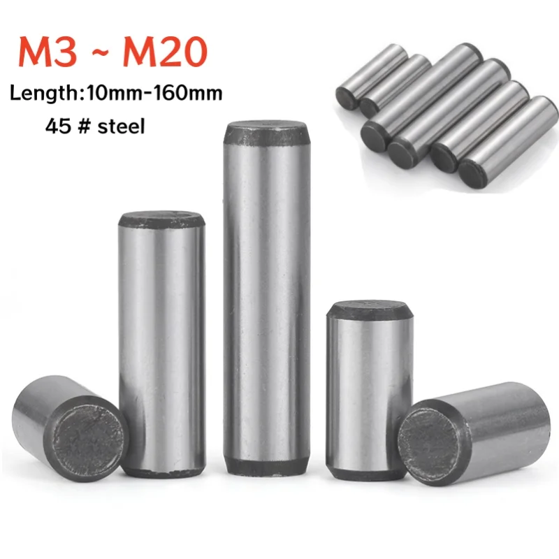 Solid Cylindrical Dowel Pins 45# Steel High Strength Quench Hardened Steel Metal Fixed Parallel Pin GB119 M3M4M5M6M8M10M12M16M20