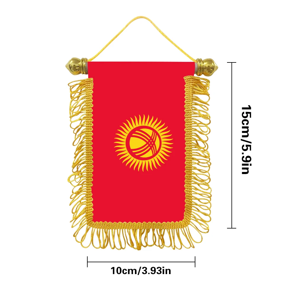 Kyrgyz small hanging flag 10x15cm triangular flag car decoration hanging flag double-sided pattern with suction cup