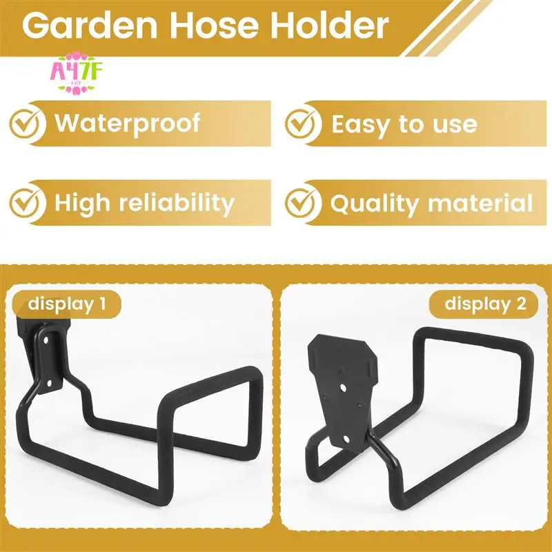 

A47F-Garden Hose Holder Wall Mount Metal Hose Reels Hose Rack For Outside Hose Hook For Garden Hose