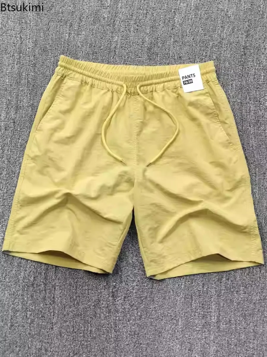 Summer Men Casual Short Lightweight Breathable Waterproof Pants Outdoor Sports Elastic Waist Shorts Fashionable Casual Trousers