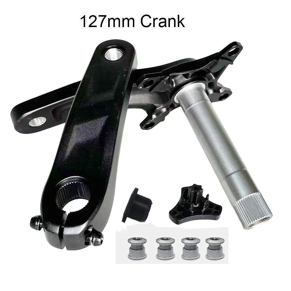 127 Kids Bike Crankset Crank Arm Set 127mm Single Speed Bicycle Crank Narrow Wide Chainring 32/34/36/38/40T 12/14/16/18/20 inch