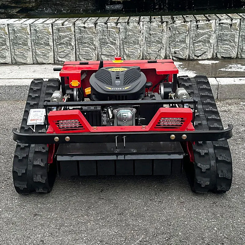 Customizable, low-cost, multi-functional tracked remote-controlled hillside lawn mower/robotics
