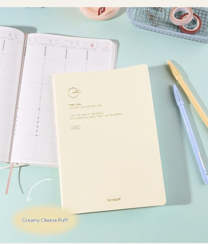 Kinbor 2027 Zeitmanagement-Planer, A5 PU-Notizbuch mit Kalender, Agenda, Tagebuch, Monats- und Wochenplan, To-Do-Liste, Geschenke – Detail 12