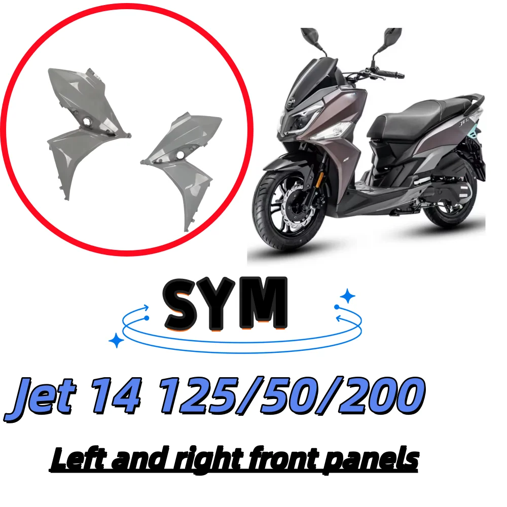 Original body kit for Sym Jet 14 125/50/200 motorcycles, including left and right front panels, front bulkhead, and side covers.