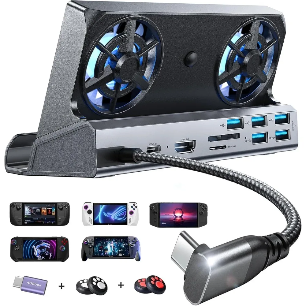 

10-in-1 Gaming Dock with Dual Fans, 4K HDMI, 100W Charging for Steam Deck & Handheld Consoles