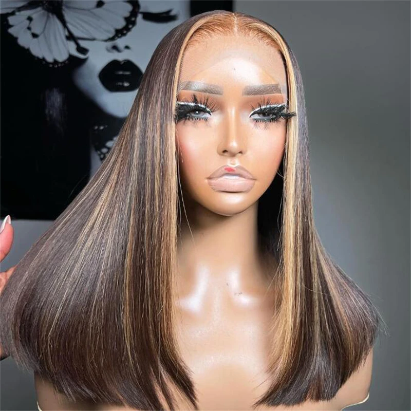 Soft Highlight Blond Glueless 26'' Silky Straight 5x5 Silk Base Jewish Human Hair Wig Baby Hair HD Lace European Hair Preplucked