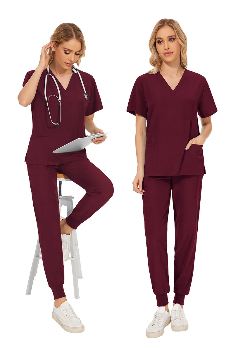 Multicolor Scrubs Short Sleeve Tops+Pants Nursing Uniform Women Pet Shop Doctor Medical Surgery Workwear Scrub Set