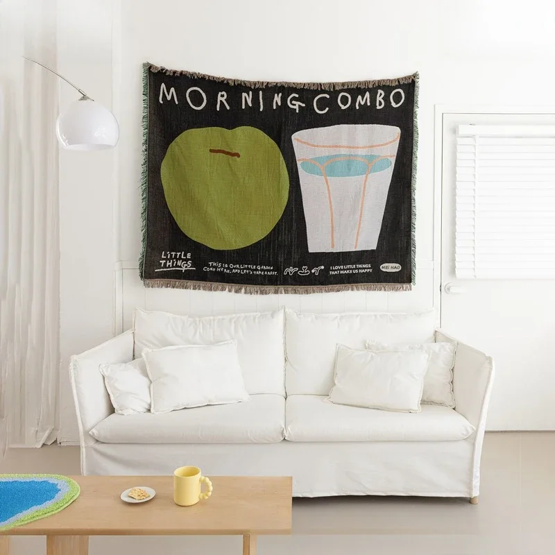 Apple Decorative Tapestry Sofa Blanket Knitted Art Carpet